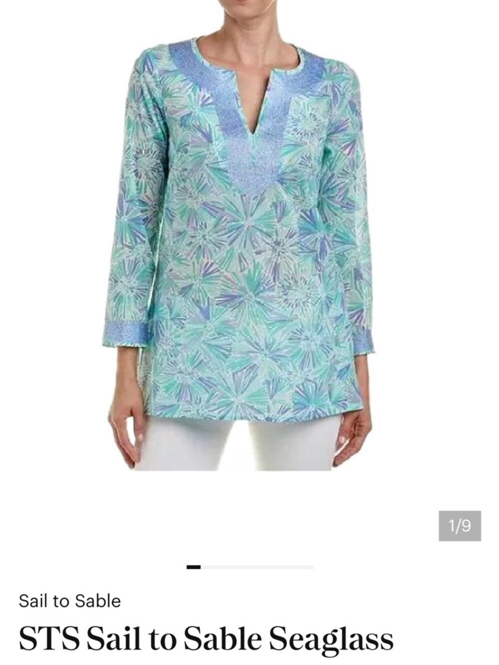 Sail to Sable Mint Blue Floral-Print Tunic